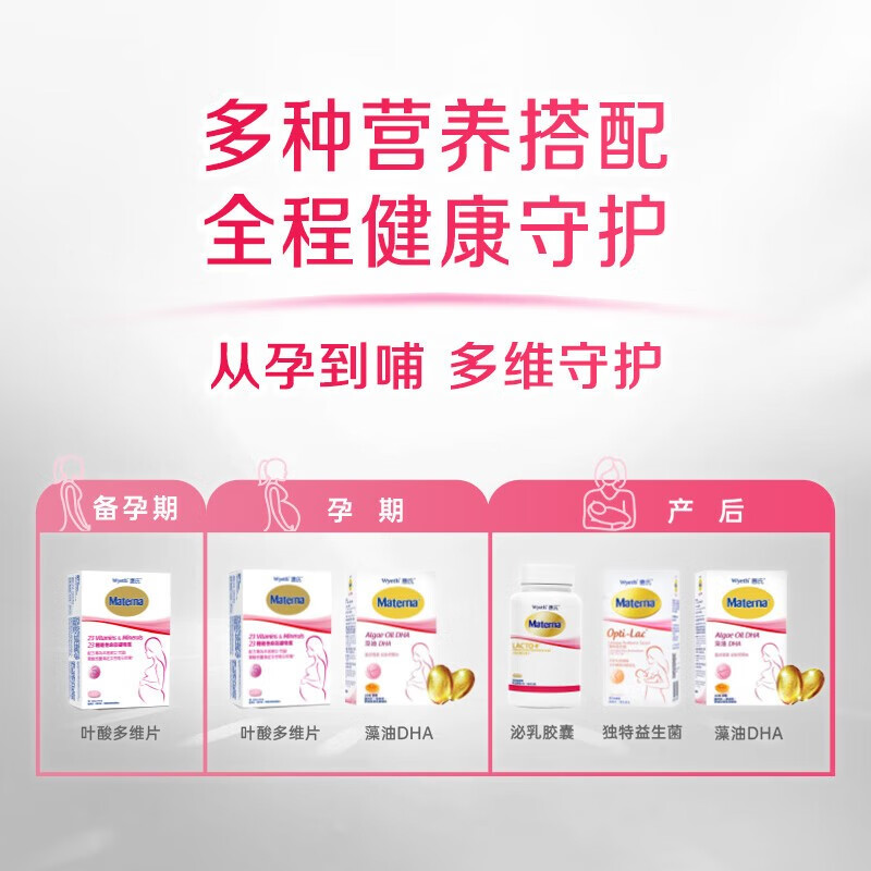 惠氏（Wyeth）dha孕妇胶囊孕早中晚期成人海藻油dha备孕哺乳期孕期营养 30粒/盒 【全孕期适用】惠氏DHA藻油+纯棉柔巾 30粒*1盒