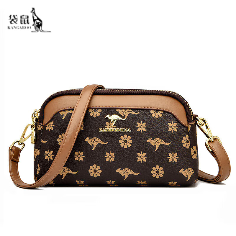 袋鼠女包2024新款真皮手机包迷你小包包女斜挎包单肩小包软皮 花瓣