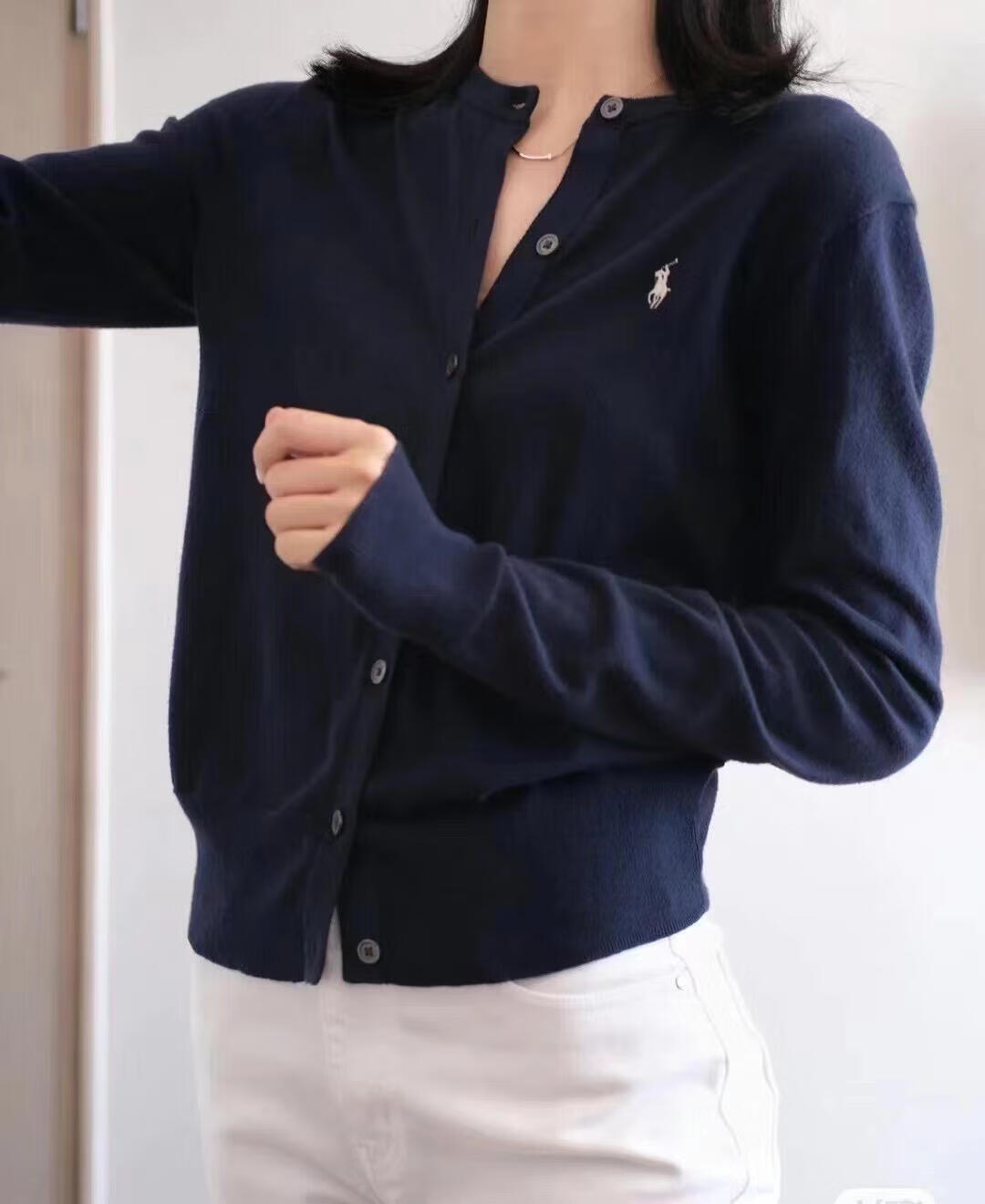 ralph lauren/拉夫劳伦小马标修身显瘦针织衫长袖毛衣开衫女 外套