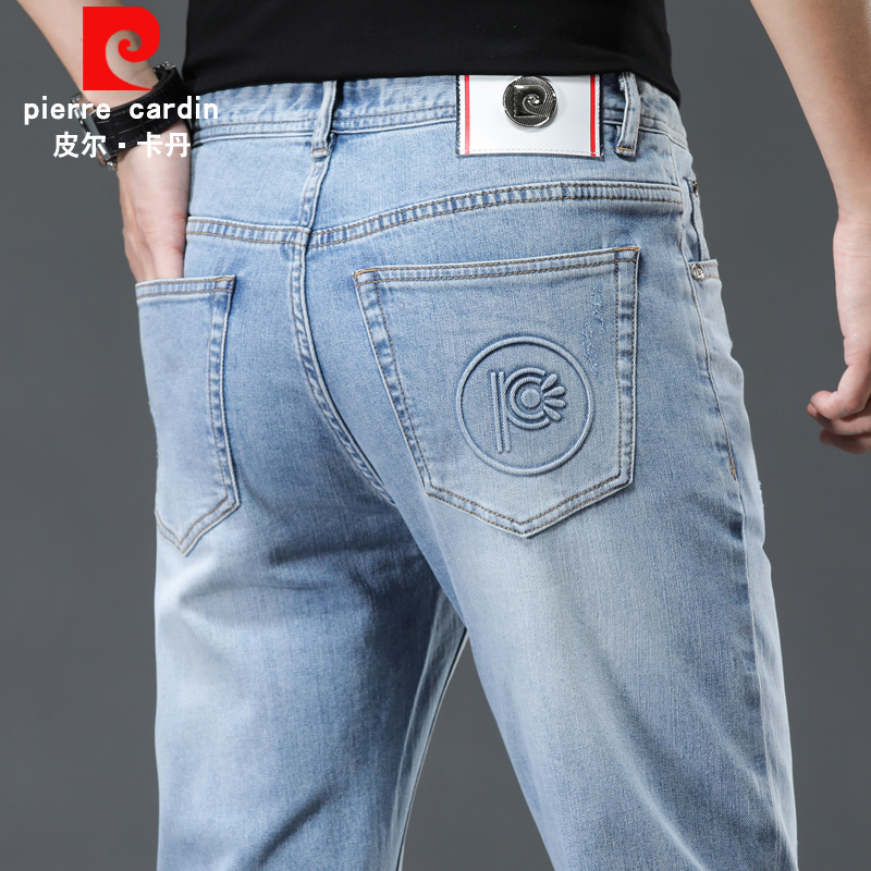 皮尔卡丹(pierre cardin)直筒牛仔裤男微弹青年男装修身长裤子休闲