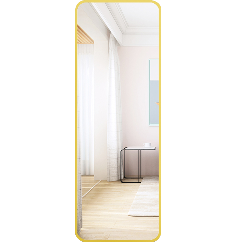 奥伦福特 穿衣镜 全身落地镜服装店试衣镜家用防爆壁挂卧室贴墙镜衣帽间简约立体铝合金圆角网红大镜子 香槟金【120x30】壁挂