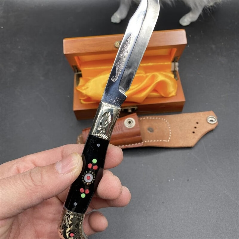 新款英吉沙小刀铜柄折刀不锈钢轴承钢纯手工手排水果刀 红色 默认 色