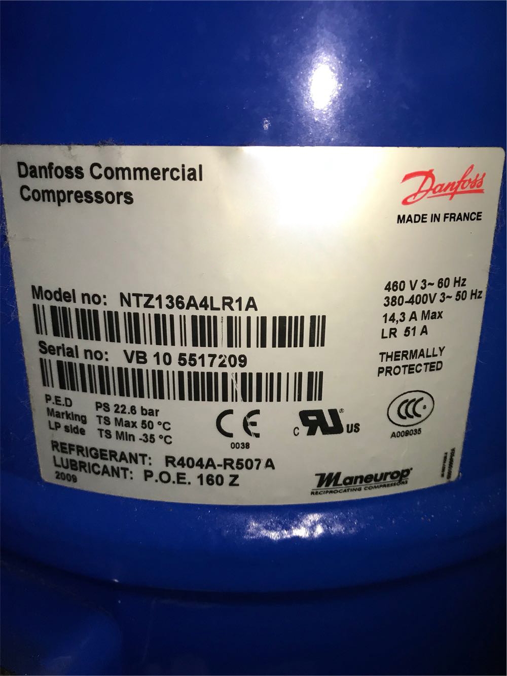 适配ntz136a4lr1a ntz215a4lr1a ntz271a4lr1b丹佛斯美优乐压缩机 ntz