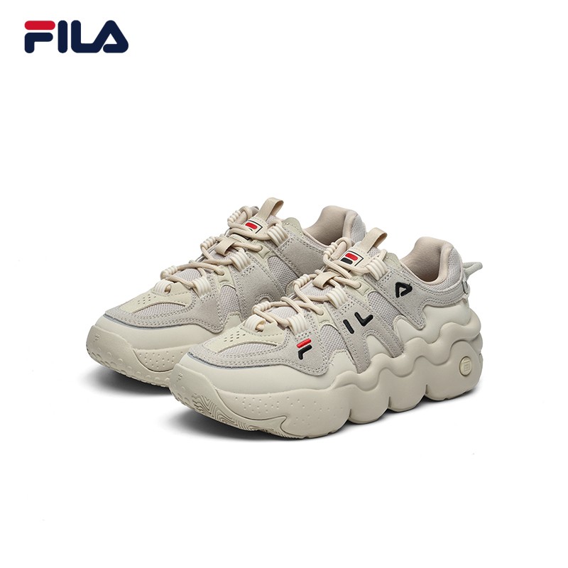 FILA HERITAGE 斐乐官方女子篮球鞋年冬季新款低帮运动鞋潮流休闲鞋女商场同款 燕麦色/黄水泥-OC 37.5
