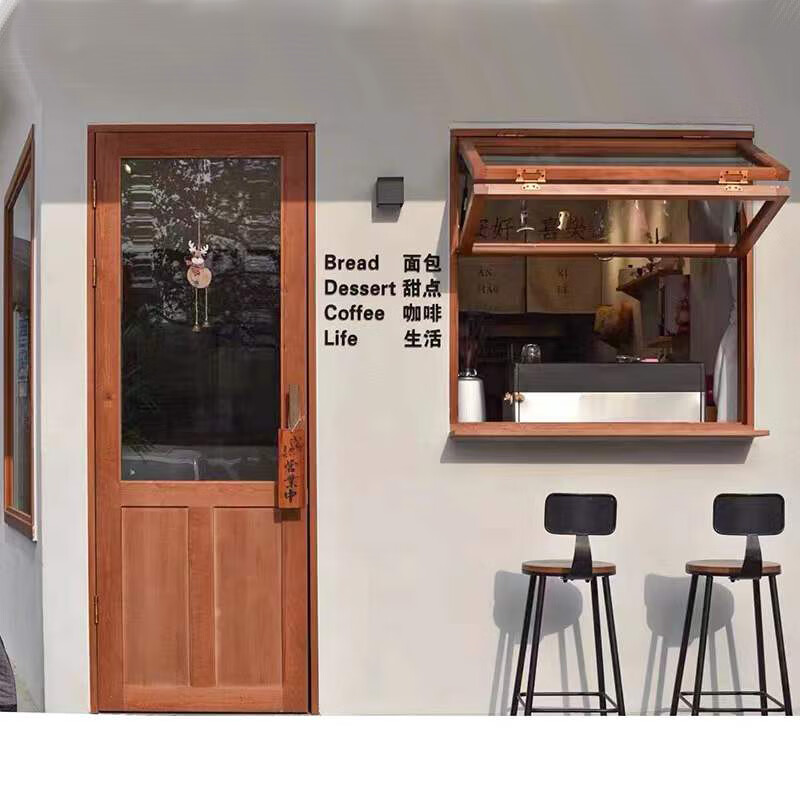 妙普乐复古实木门 复古实木门玻璃套装门 做旧原木民宿酒店门咖啡厅