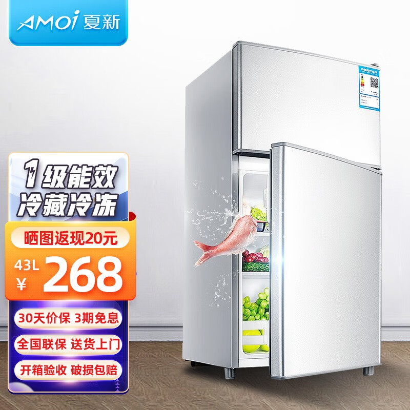 夏新（Amoi）小冰箱迷你小型家用租房用 冷藏冷冻电冰箱 节能低噪 一级能效/43L银【1-2人使用】使用感如何?
