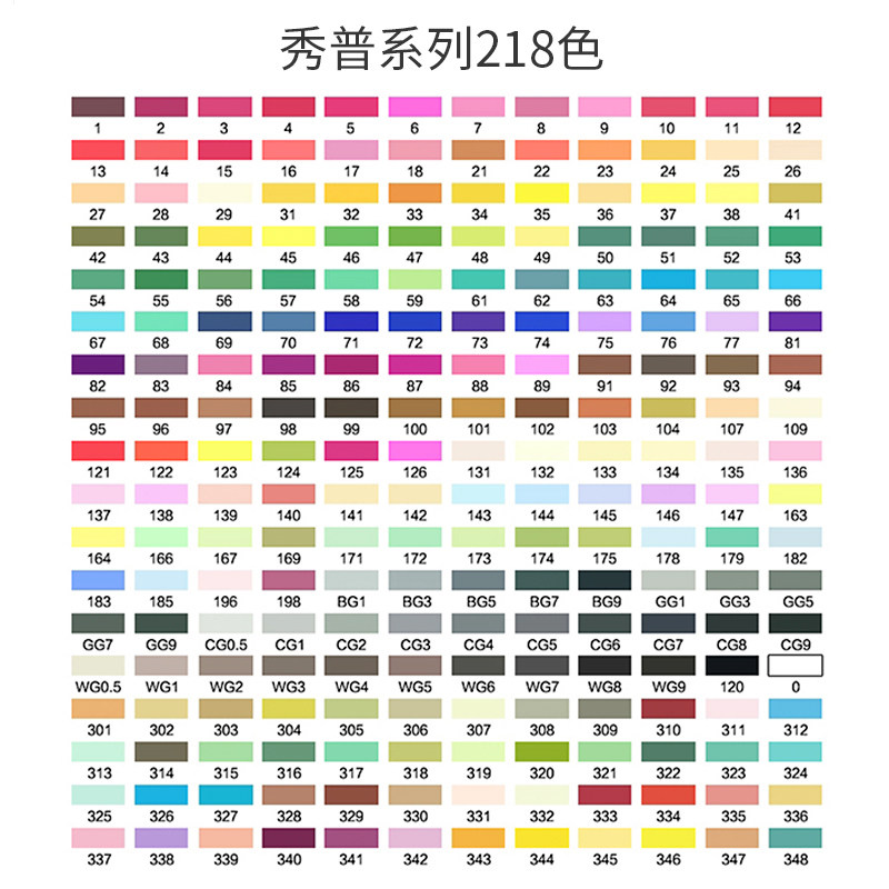 全套218色 针管笔 高光笔 马克纸 色卡