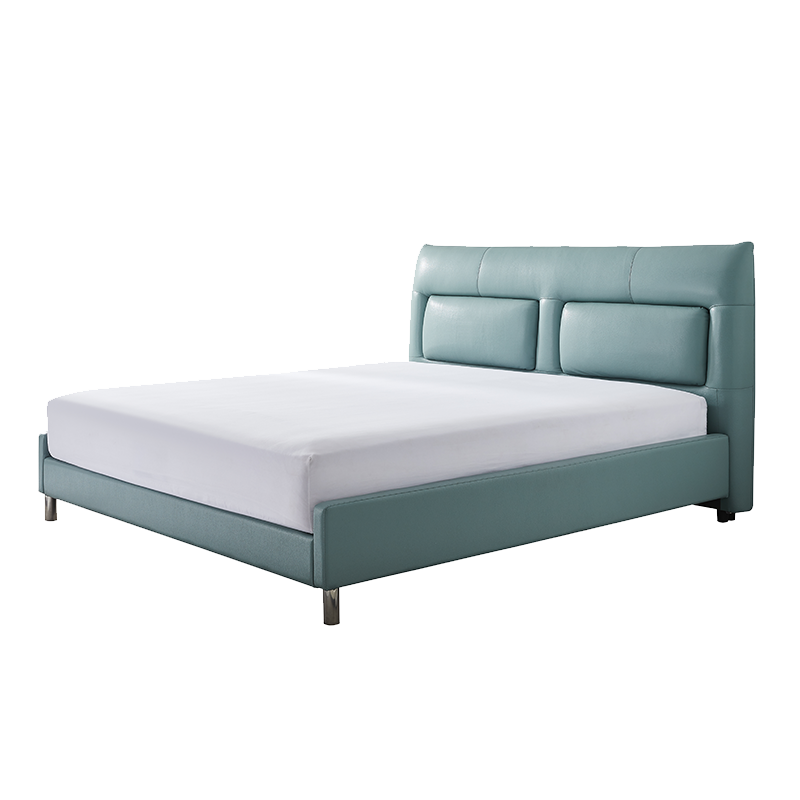 慕思(de RUCCI)皮床 1.8米双人床主卧现代简约婚床大床分区双靠包可调节灰绿色软包床 灵动