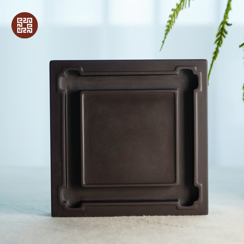 易水砚国家非遗《井田》砚台5寸老坑天然原石精品文房四宝书法专用不