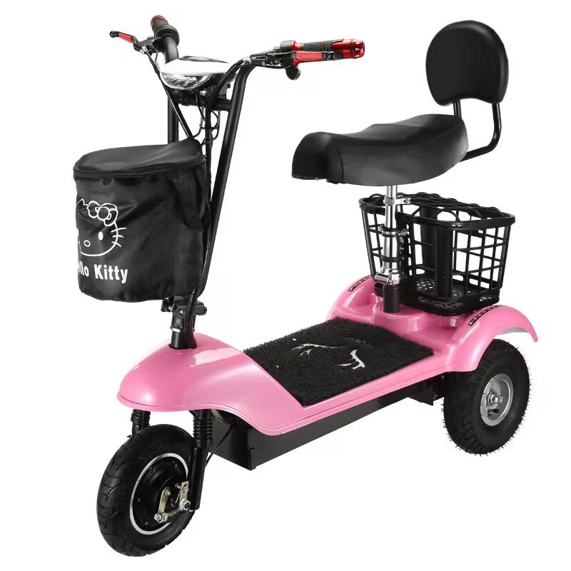 圣雅美電動(dòng)三輪車(chē)小型折疊親子電動(dòng)車(chē)大人女士接送孩子家用代步電瓶車(chē) 粉色雙人座(一鍵啟動(dòng)/防盜報(bào)警) 48v蓄電池 續(xù)航40km