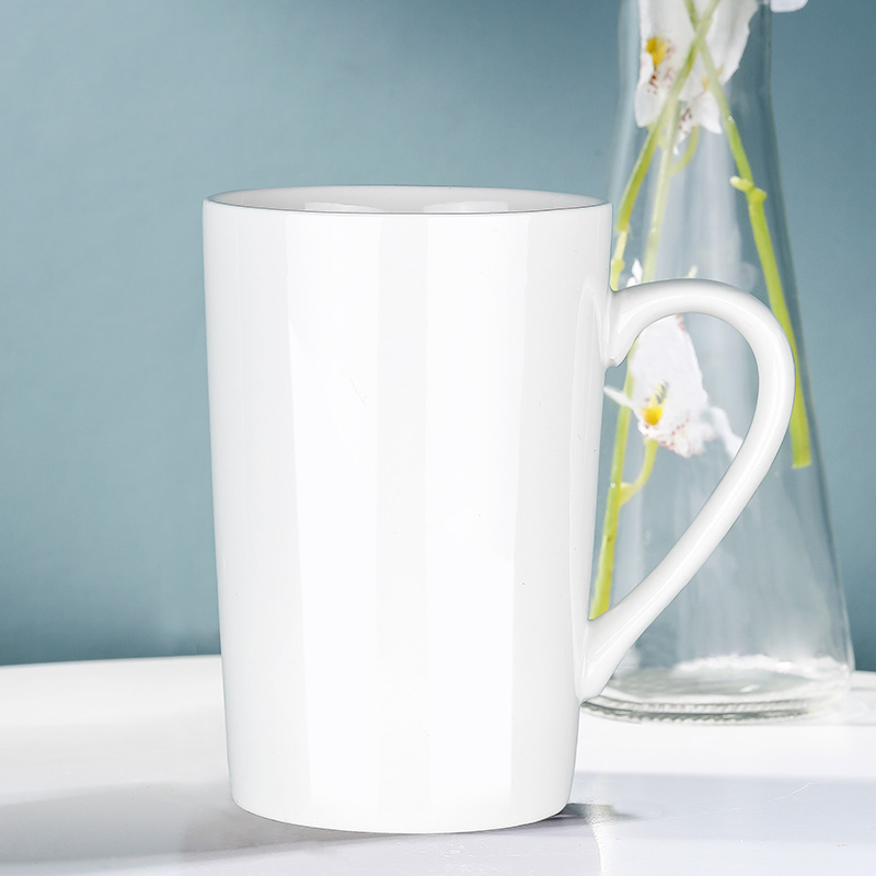 清新可爱杯子陶瓷带盖勺男少女简约家用咖啡杯 纯白色单杯无盖无勺 0