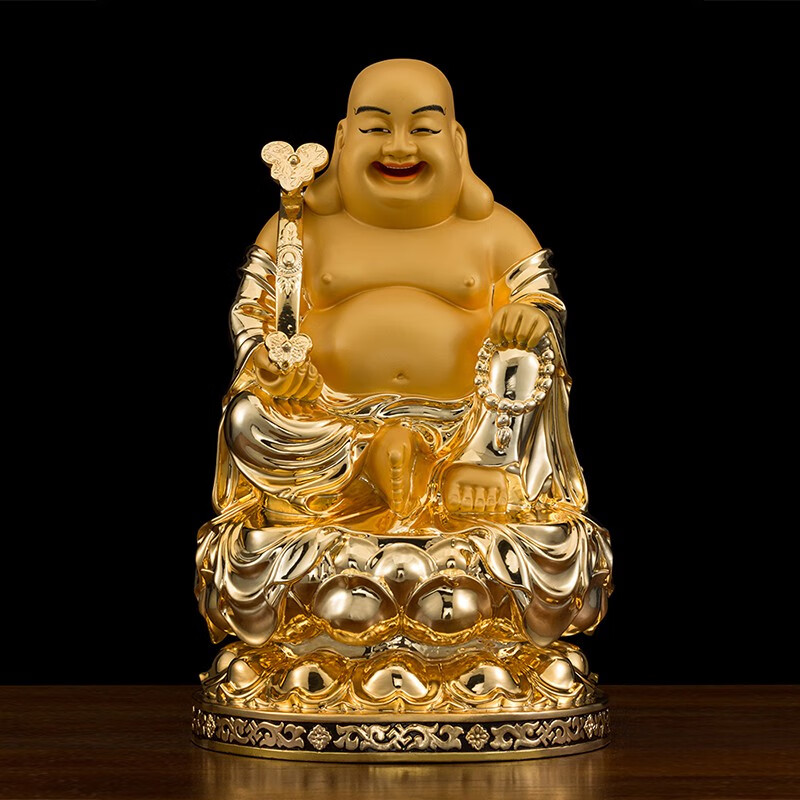 墨雪卿(muoxueqn)台湾鎏金铜弥勒佛铜像摆件笑佛像大肚弥勒佛开心笑佛