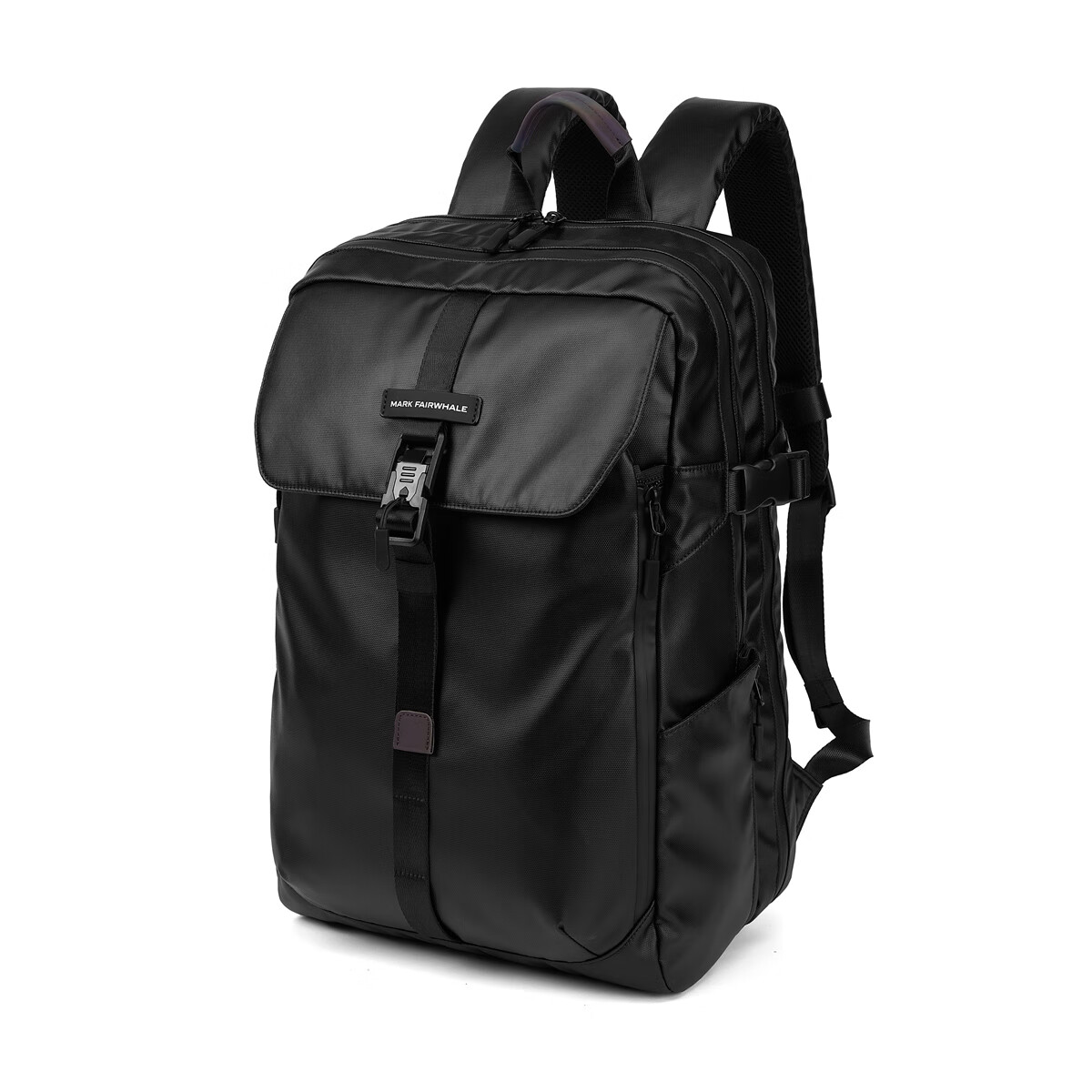 马克华菲男士双肩包潮牌休闲旅行户外旅游背包大学生笔记本电脑篮球背包 黑色(可装17寸本本)