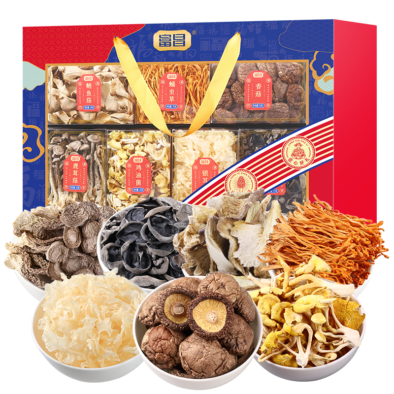 富昌福满四季礼盒340g  山珍菌菇干货年货礼盒 企业团购送礼佳品