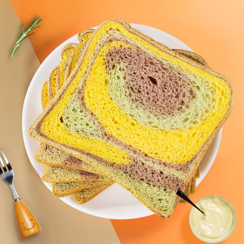 彩虹吐司全麦面包1000克整箱装代餐谷物宿舍早餐食品 1000g 彩虹面包