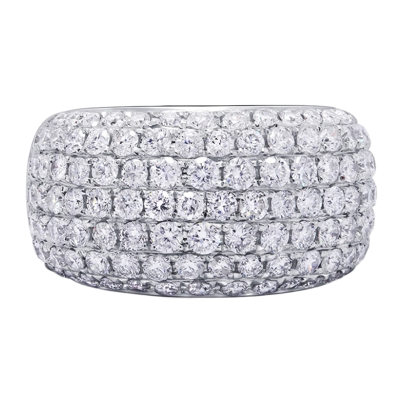 AEAW Jewelry鉆石戒指白18K金半滿鉆約2.8克拉鉆戒豪華群鑲男女通用款情侶戒指 白18K金（鉆約2.8克拉