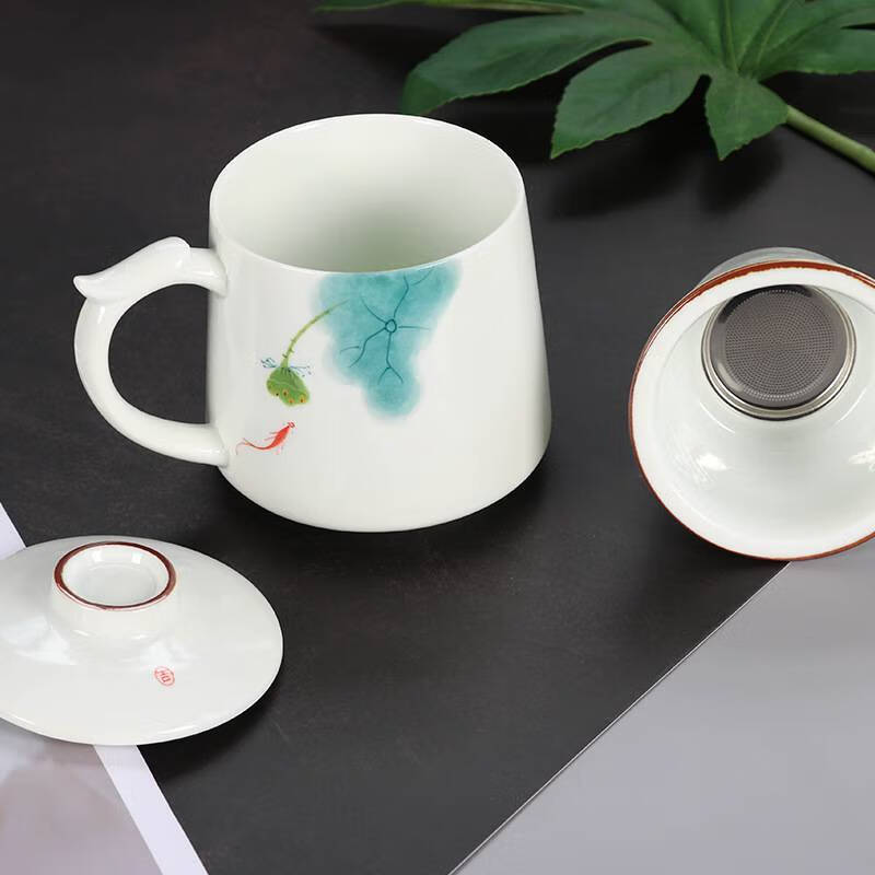 楚如【严选直发】陶瓷泡茶杯带盖茶水分离杯过滤水杯创意杯子办公马克