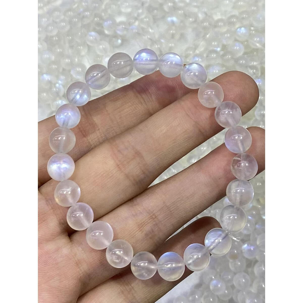 pure girl 6a蓝月光手链女款单圈奶油体 月光石手串时尚清新学生情侣