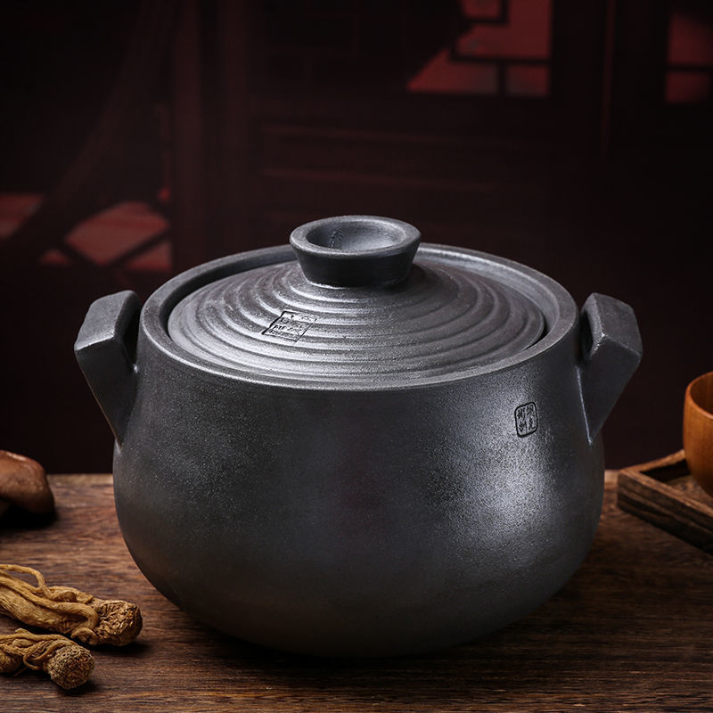 安沐兰 四川雅安荥经黑砂锅煲汤燃气家用黑陶煲正宗老式无釉土锅 精品