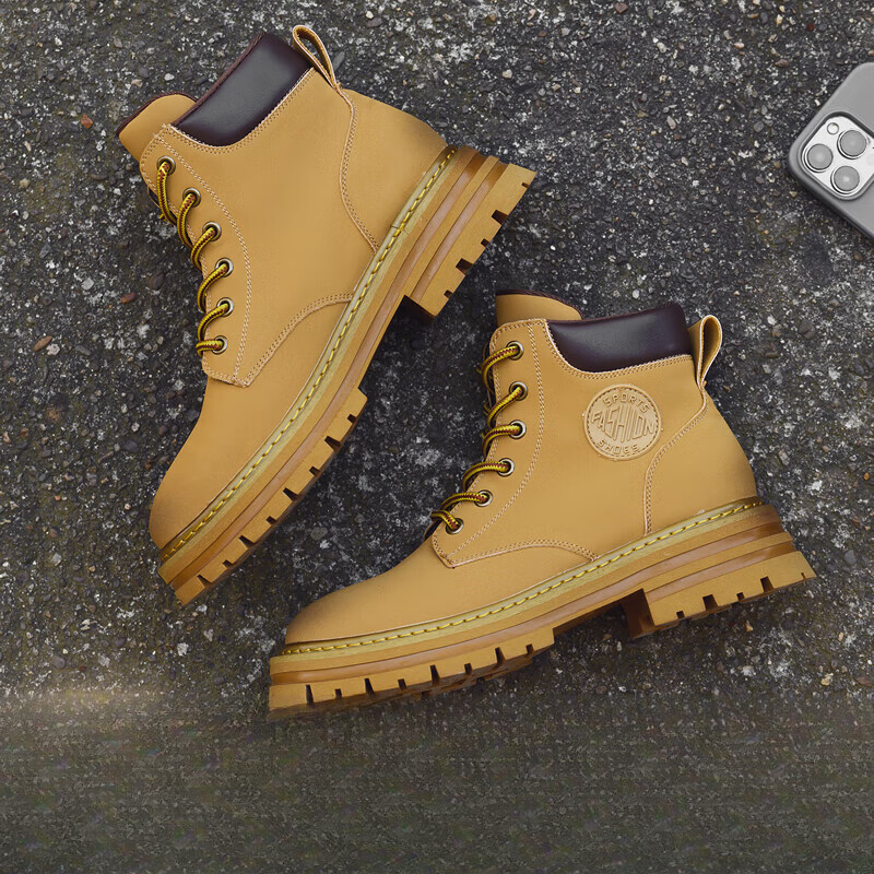 卡悠莱踢不烂大黄靴女款马丁靴女踢不烂大黄靴小个子内增高机车大黄蜂