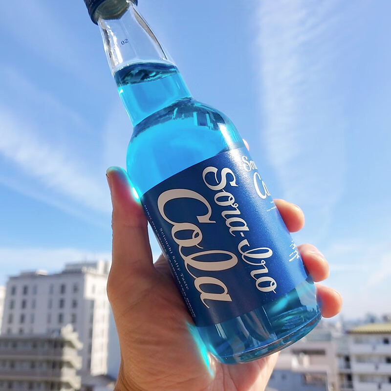 齐藤日本进口齐藤蓝可乐广岛汽水蓝色可乐限定收藏款碳酸饮料玻璃瓶装