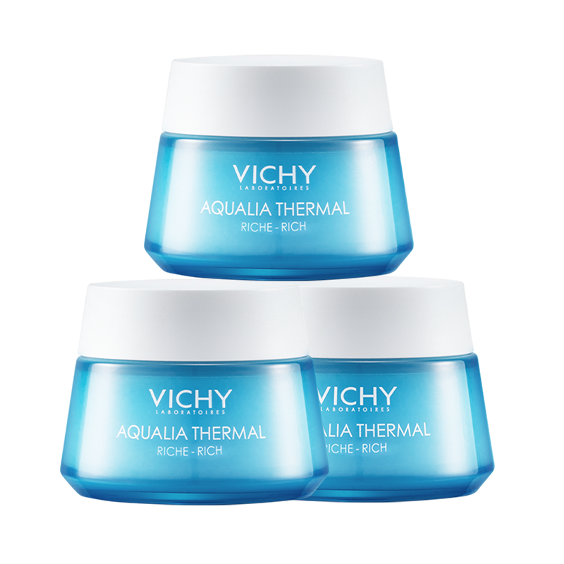 薇姿VICHY 温泉矿物系列水活霜(滋润型)50ml*3瓶装（补水保湿乳液面霜 保湿霜）（加附件2瓶，共50ml*3瓶装)