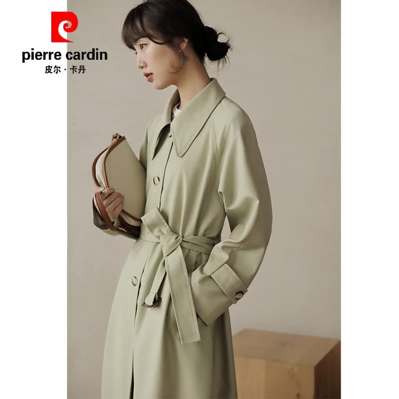 皮尔卡丹（pierre cardin）中长款小个子2023年春秋季新款经典款超有范通勤气质风衣外套女士 奶青色 S高性价比高么？