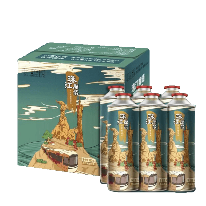 京水湾 珠江原浆啤酒 980ml*6罐 酒精酿啤酒原浆大桶扎啤小麦生啤黄啤