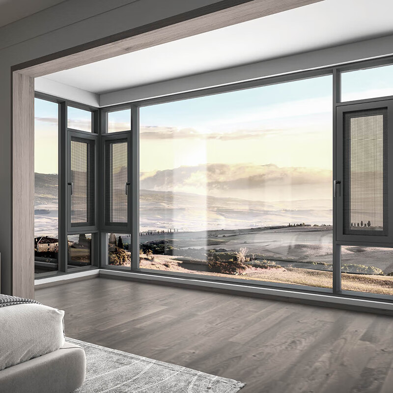 妙普乐广东佛山断桥铝门窗封阳台 断桥铝门窗封阳台窗纱一体隔音玻璃