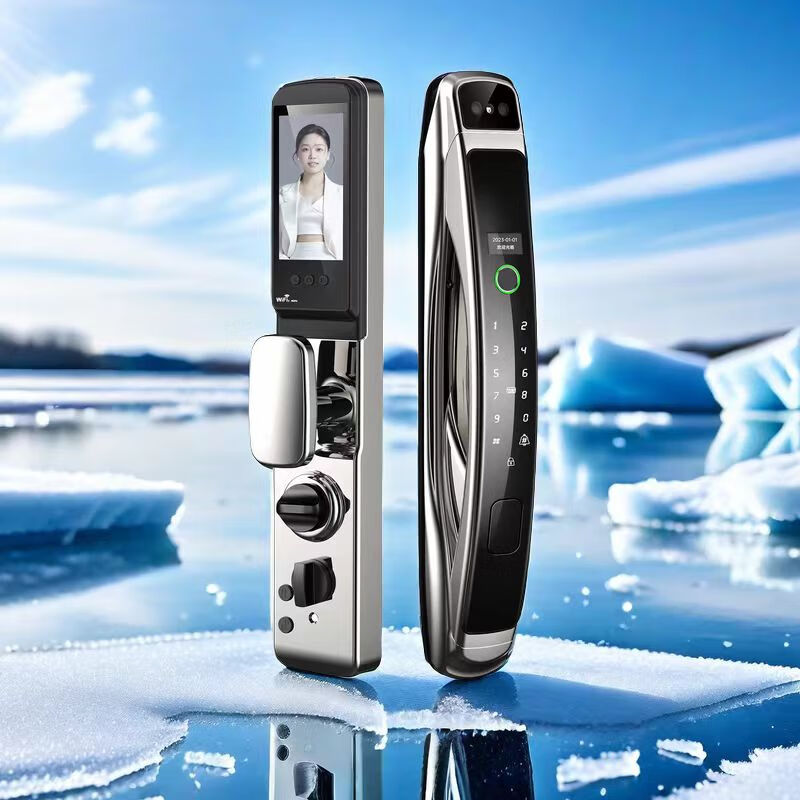 艾珞克冰川13号智能锁指纹密码电子锁人脸识别远程监控远程开锁手机APP 黑色 410*75*65