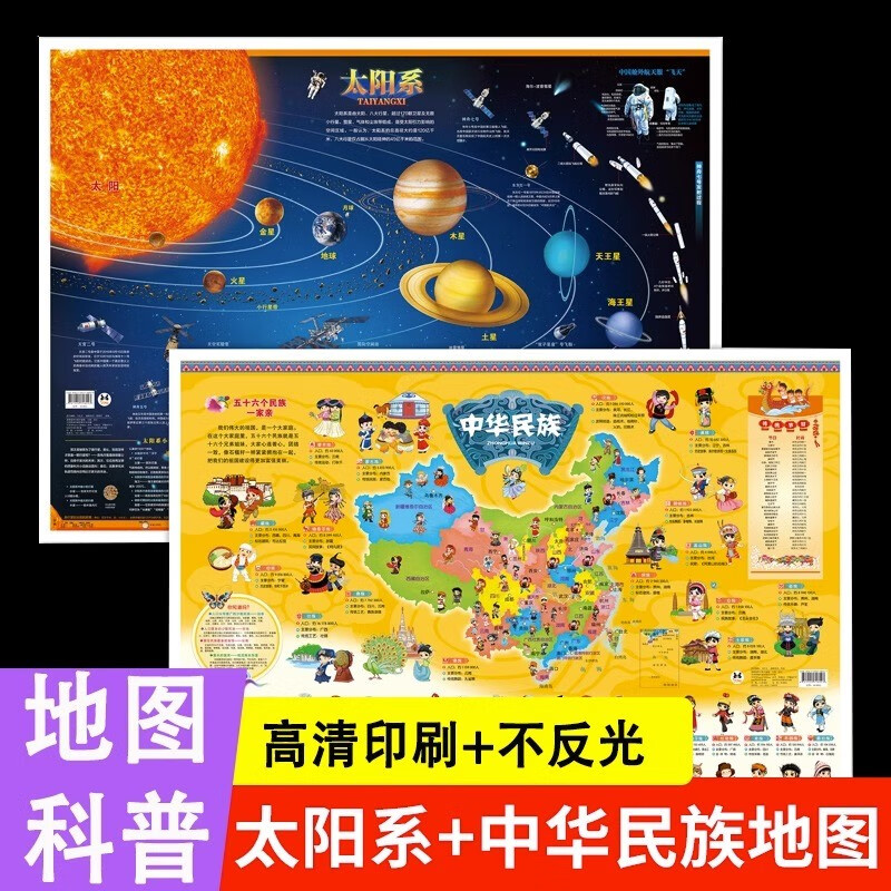 北斗地图2张 中国地图和世界地图挂图20