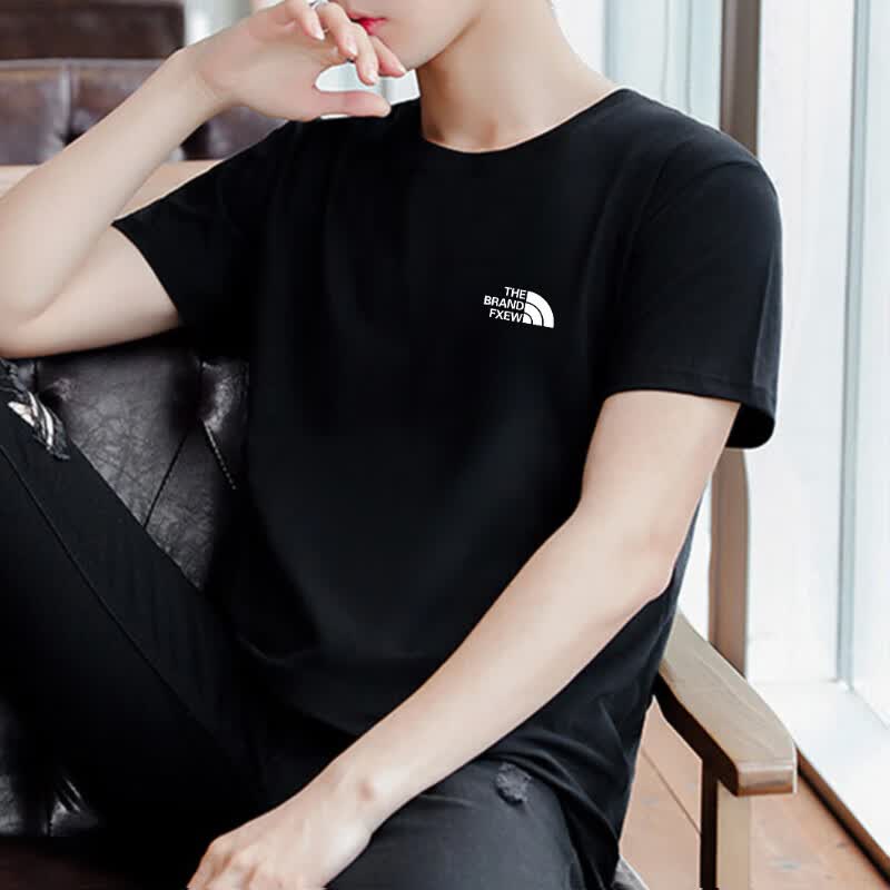 FXEW轻奢潮牌100%纯棉短袖T恤男士夏季新款高端纯色商务休闲圆领体恤 白色（重磅纯棉） 4XL 195/112A（190-210斤）