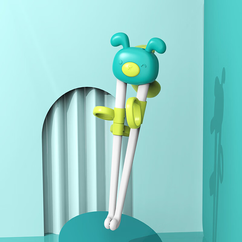 筷宝宝二段学习专用2346岁幼儿家辅助练习筷 三指定位青木绿【1岁 】