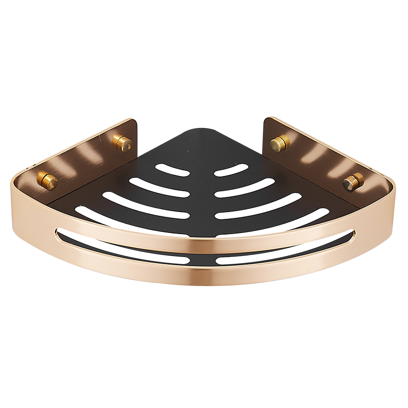 MAXCOOK美厨 卫生间置物架 免打孔太空铝轻奢壁挂架浴室毛巾杆架纸巾架浴室挂件挂衣架厕所置物架 轻奢款 三角网篮架带挂钩(可免钉/打孔)