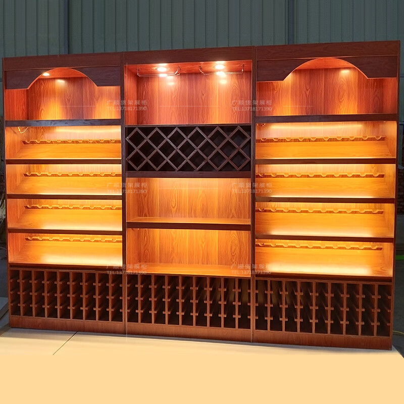 展示柜红酒柜展示柜白酒柜带灯葡萄酒展示架酒庄展示柜 a款3米长*0