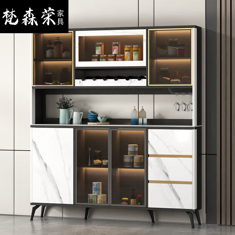 梵森荣2024新款意式餐边柜简约现代轻奢风酒柜北欧客厅一体靠墙储物柜
