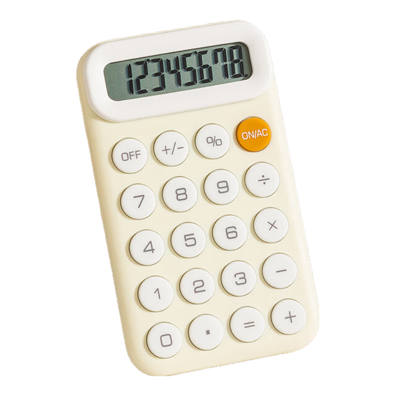得力（deli）便携款学生计算器 马卡龙迷你计算器 亲肤按键 小学简易计算适用 学习用品 黄TE10