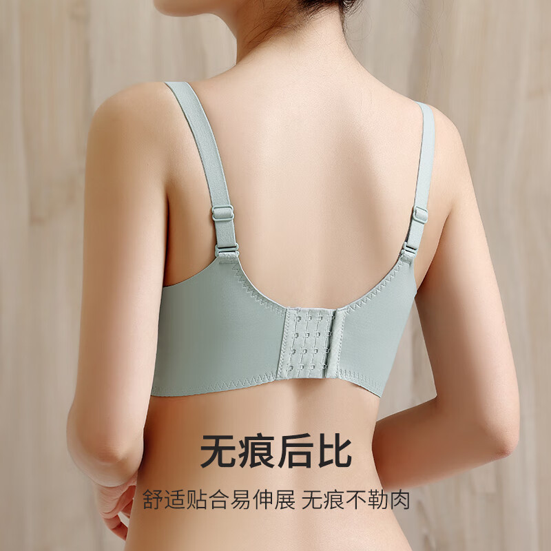 爱戴内衣女无痕大码聚拢胸罩蕾丝无钢圈亲肤文胸薄款大胸显小防下垂 灰蓝色 80B