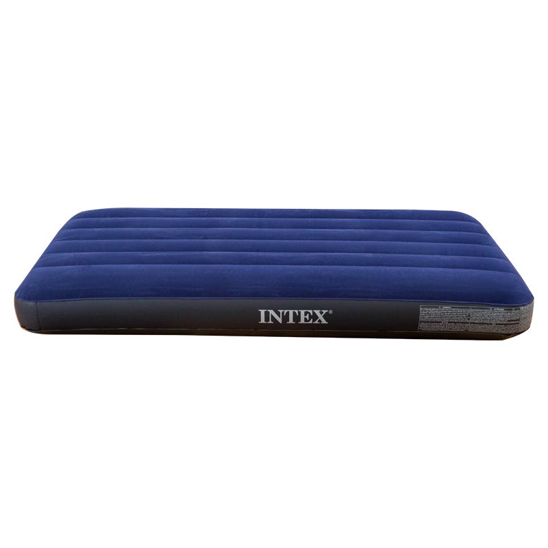 INTEX 64757升级版单人加大线拉充气床 条纹植绒气垫床家用便携午休床加厚户外帐篷垫折叠床