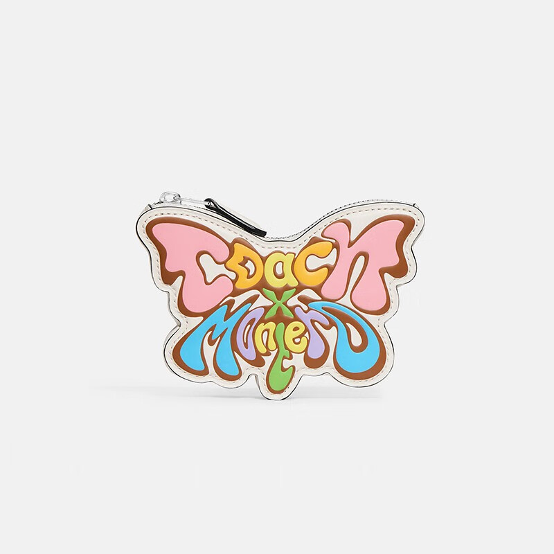 蔻驰(coach)x lil nas 联名限量版 复古彩虹蝴蝶硬币盒 零钱包 multi