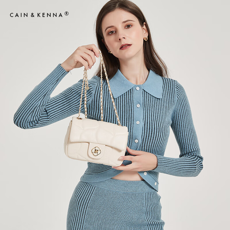 Cain Kenna CK1-211102斜挎包小包单肩腋下包链条包欧美风女包新品2023新款 米白色