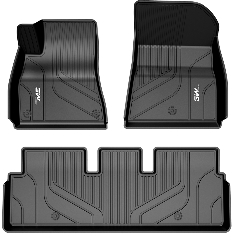 3W 特斯拉modelY专用TPE汽车脚垫+毯面+前+尾箱垫+后仓垫五件套定制