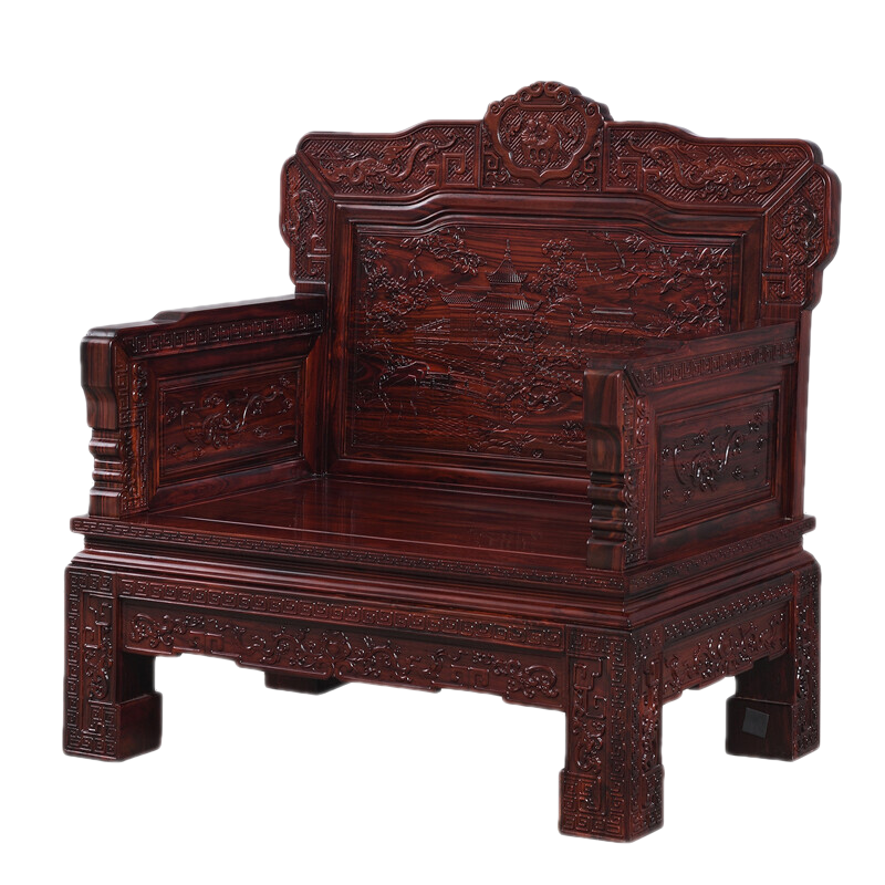 品木客 红木家具 印尼黑酸枝(学名:阔叶黄檀)年年红汉宫沙发中式明清古典雕花家具全实木大户型沙发组合 沙发113七件套 默认1