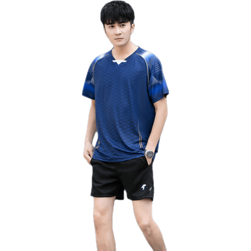 餉亨乒乓球運(yùn)動(dòng)服 乒乓球服男羽毛球服運(yùn)動(dòng)套裝男短袖上衣速干褲裙比 A5122寶藍(lán) 男款套裝 M
