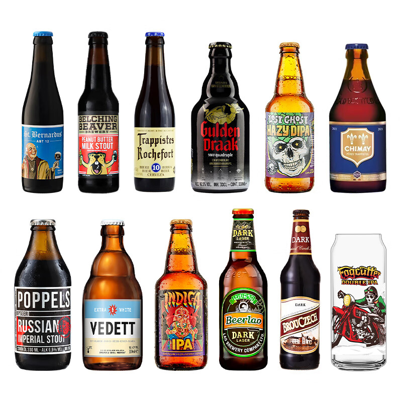 打嗝海狸进口精酿啤酒 迷失海岸/智美蓝帽/罗斯福10号 IPA/世涛/黑啤酒等 纯进口资深精酿 330mL 11瓶 组合装
