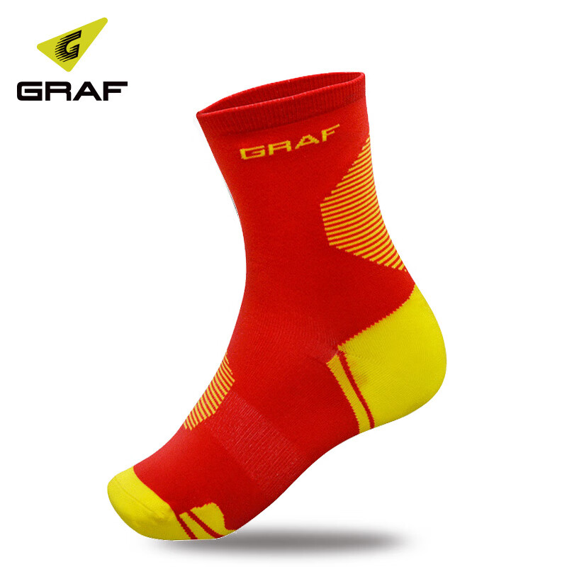 GRAF专业滑冰袜子防磨脚儿童成人男女花样滑冰袜轮滑袜吸湿透气速干袜 红色-速干滑冰袜 S