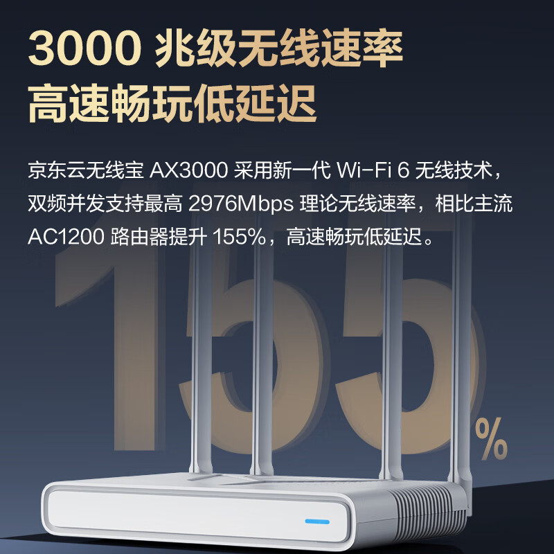 京东云无线宝路由器 AX3000：WiFi6 5G双频mesh子路由打卡测试？