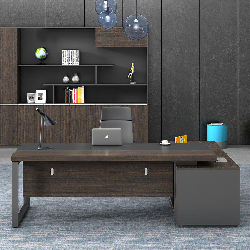 迪朗老板桌简约现代大班台主管桌总裁桌椅组合经理办公桌单人办公家具