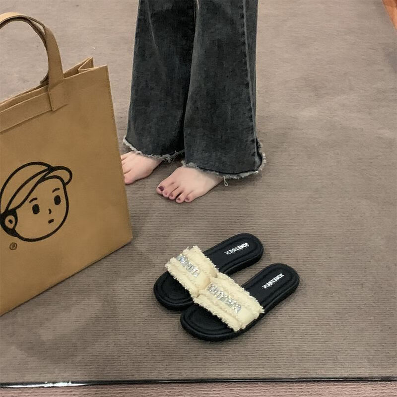 金盈姿网红平底拖鞋外穿夏2025新款时尚百搭一字拖仙女风沙滩凉拖鞋 主图款 39