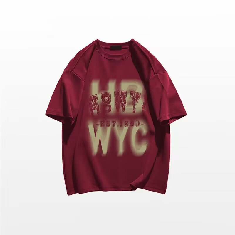 POUM男装联名美式复古墨绿色纯棉短袖t恤男女夏季宽松街头半袖体恤 JXFS-1125绿色 XL 【130-145斤】